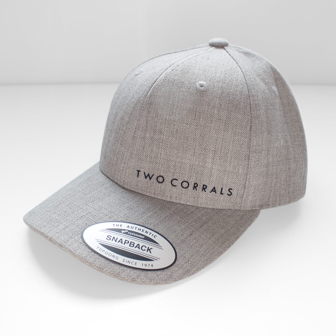 TWO CORRALS Hat, Premium Snapback Heather Gray Hat