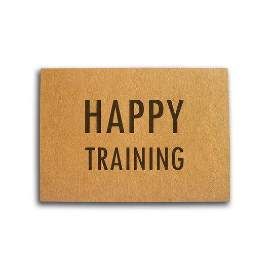 Happy Training motivational card for runners from TWO CORRALS Lifestyle Running Brand, minimalistic greeting card for runner's birthday, Christmas gift, or for any occasion