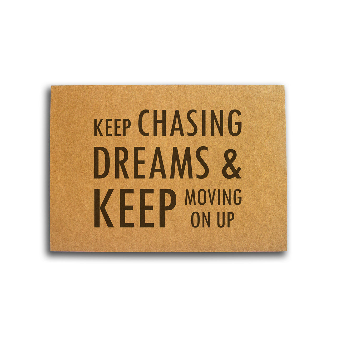 Keep Chasing Dreams & Keep Moving On Up motivational card for runners from TWO CORRALS Lifestyle Running Brand, minimalistic greeting card for runner's birthday, Christmas gift, or for any occasion