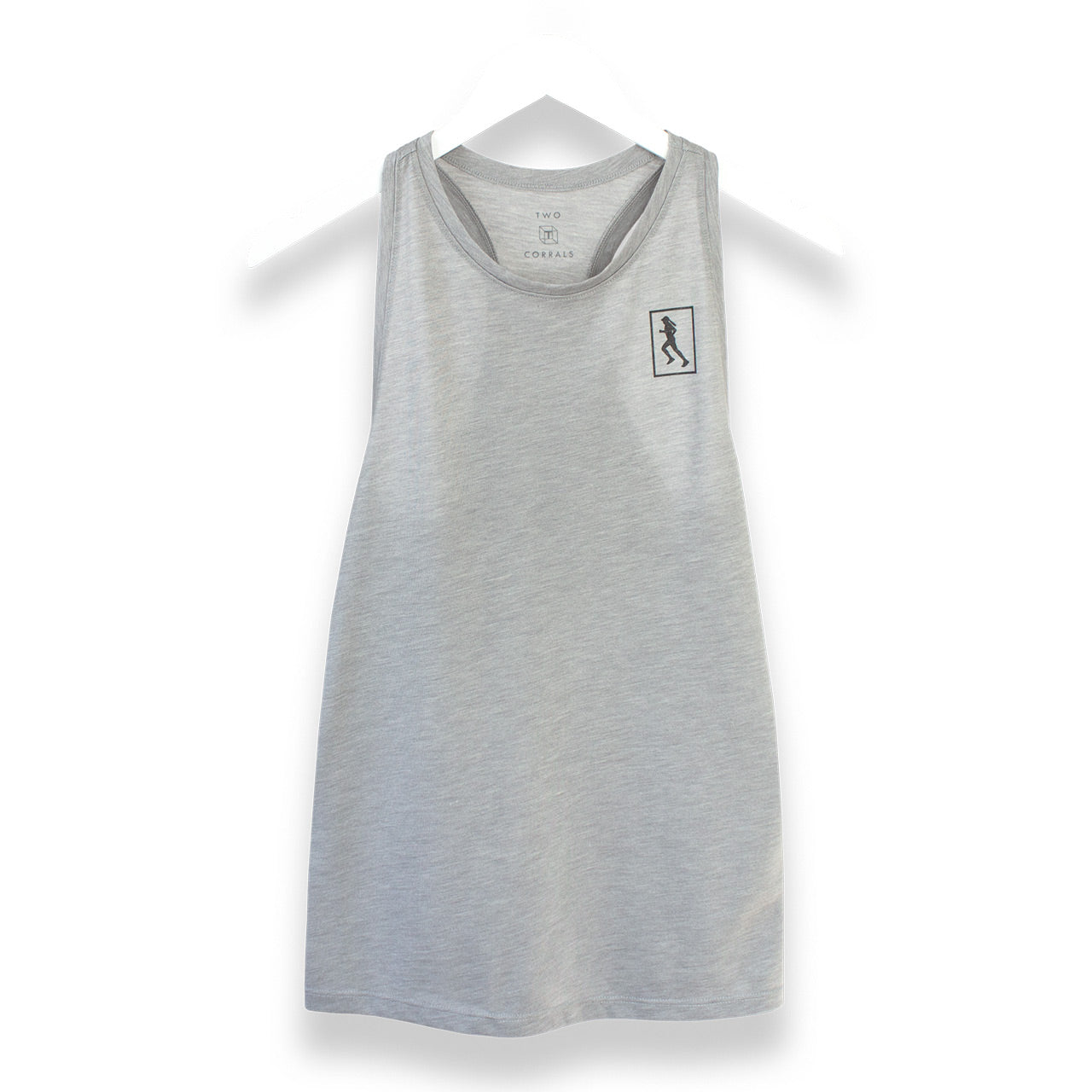 TWO CORRALS Lady Running Performance Tank Top Light Gray, Women's Running Tank Top