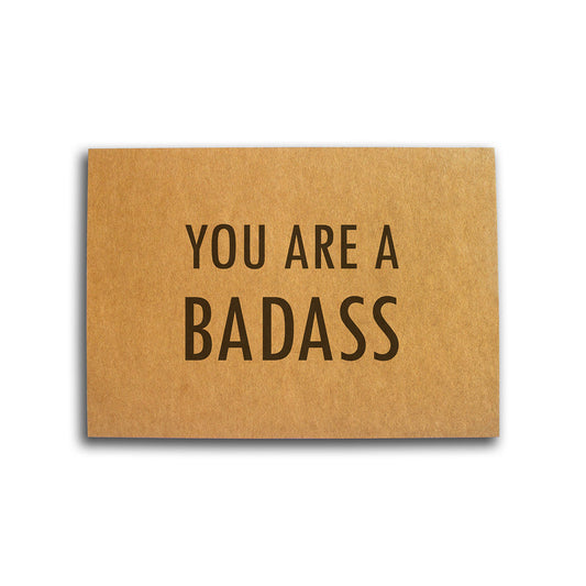 You Are a Badass motivational card for runners from TWO CORRALS Lifestyle Running Brand, minimalistic greeting card for runner's birthday, Christmas gift, or for any occasion